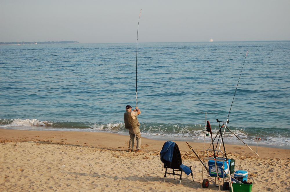 Fishing for Sea Bass while Surfcasting